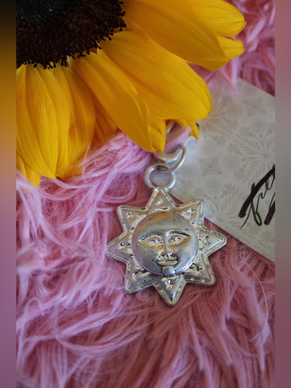 Free People Silver Sun Face Pendant Necklace